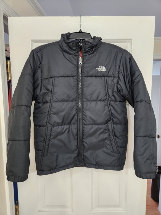 #167 The North Face 14/16 Youth Black Puffer Jacket with High Collar