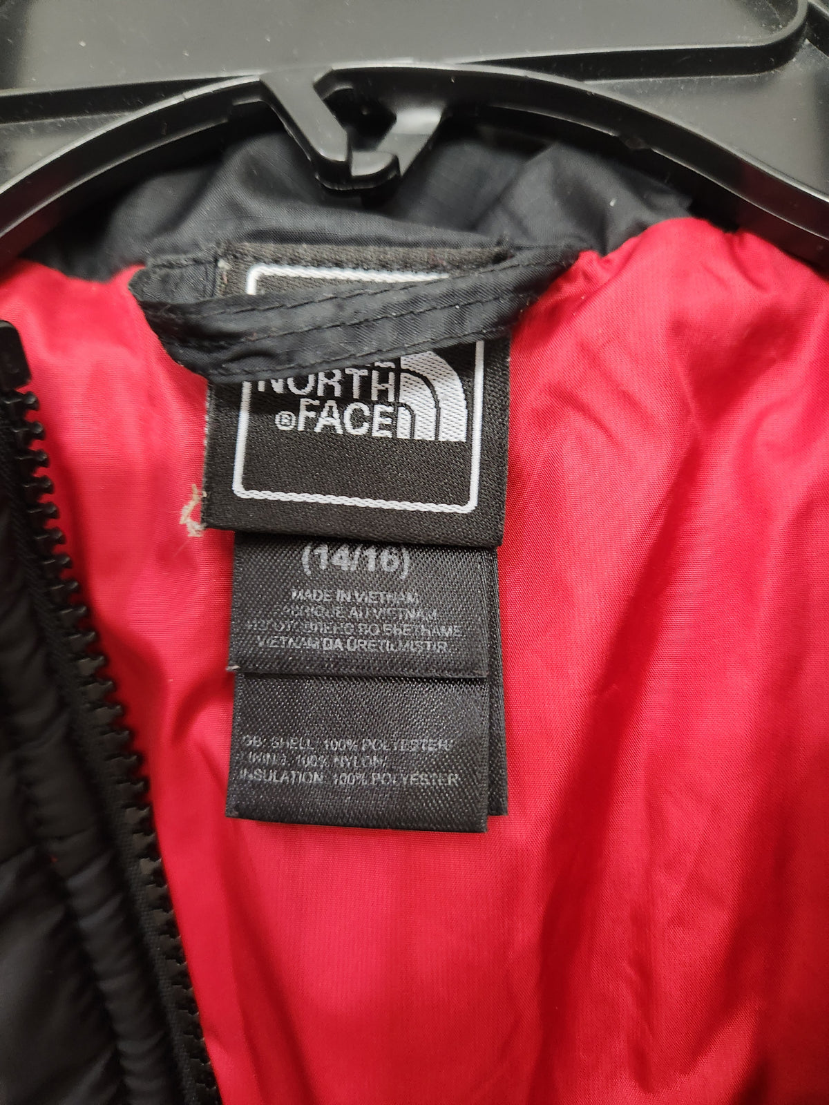 #167 The North Face 14/16 Youth Black Puffer Jacket with High Collar