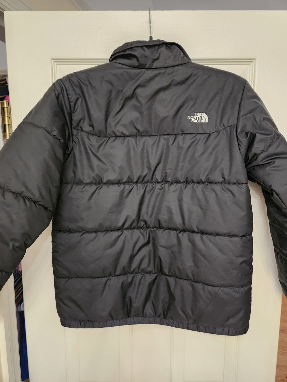 #167 The North Face 14/16 Youth Black Puffer Jacket with High Collar