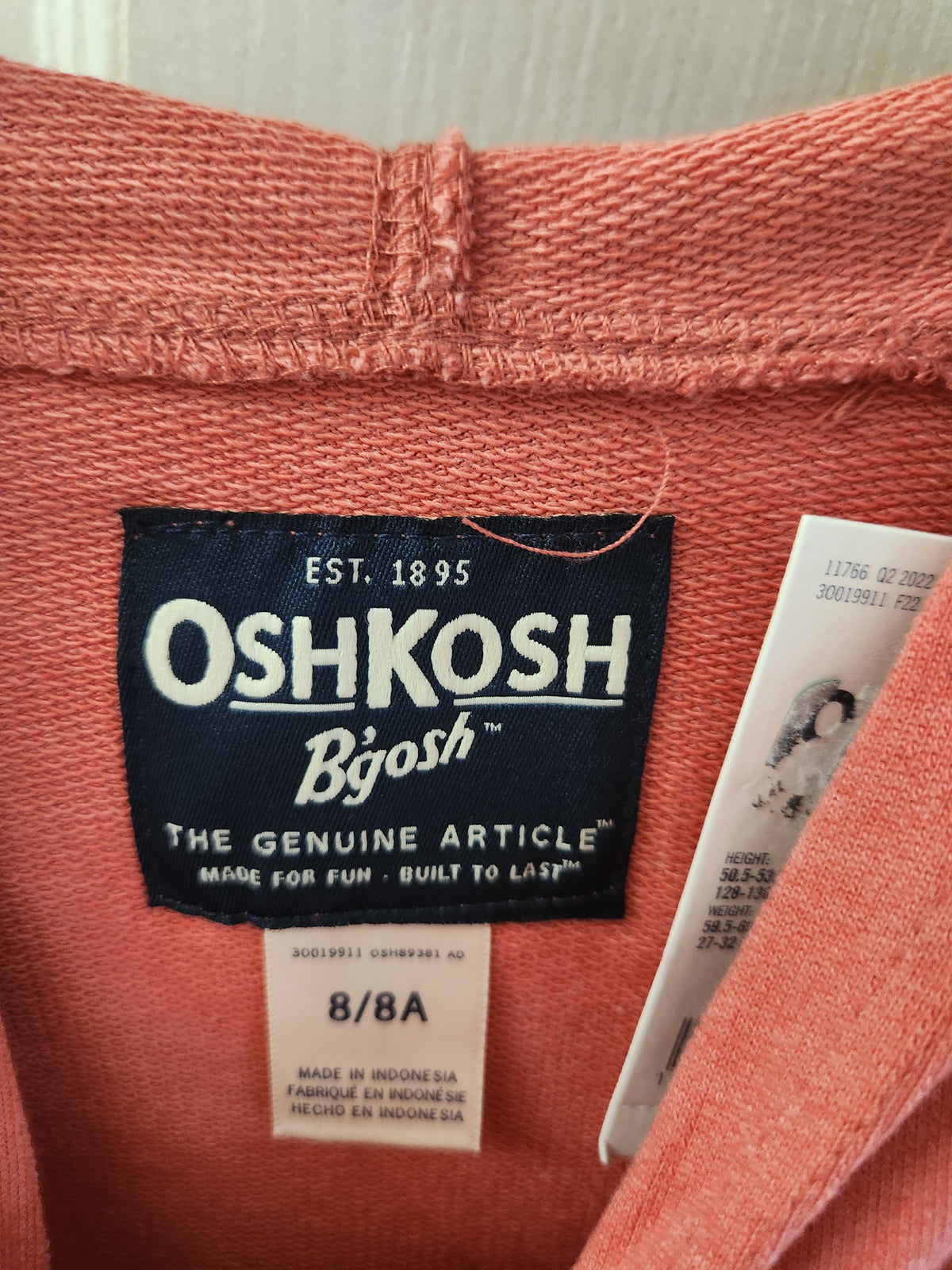 #167 NWT OshKosh B'gosh Size 8 Short-Sleeve Hooded Tee Bundle Coral and Navy