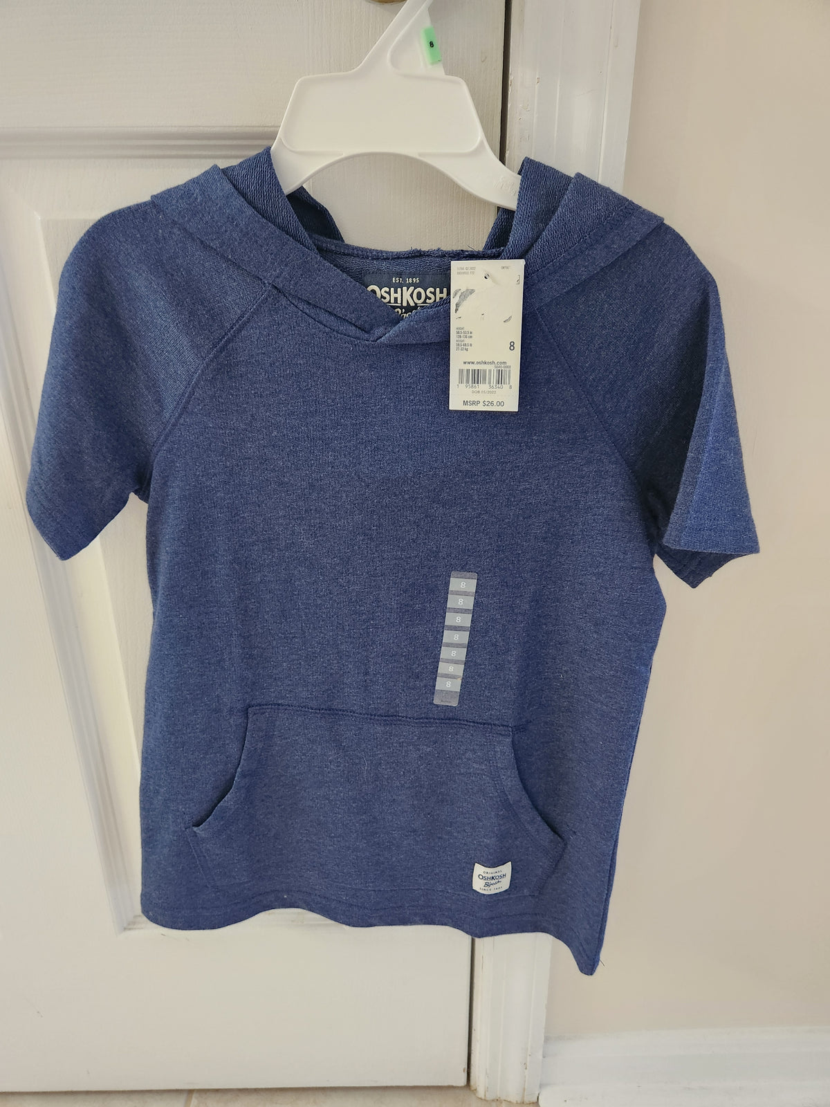 #167 NWT OshKosh B'gosh Size 8 Short-Sleeve Hooded Tee Bundle Coral and Navy