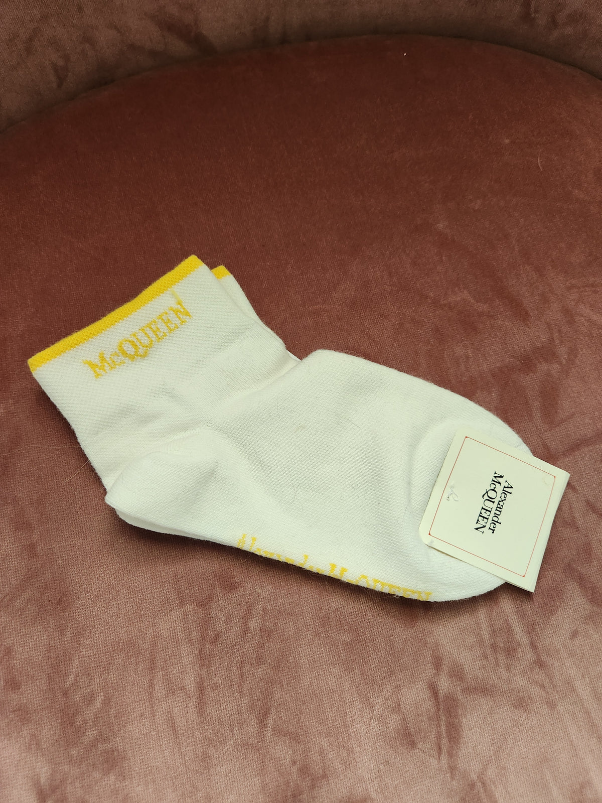 #167 NWT Alexander McQueen Ankle Banded Logo Socks Womens