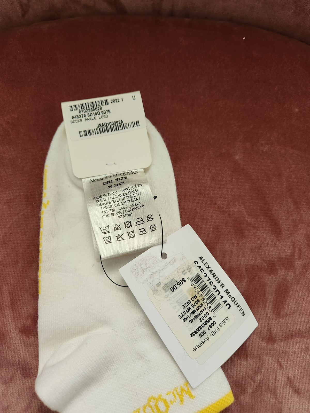 #167 NWT Alexander McQueen Ankle Banded Logo Socks Womens