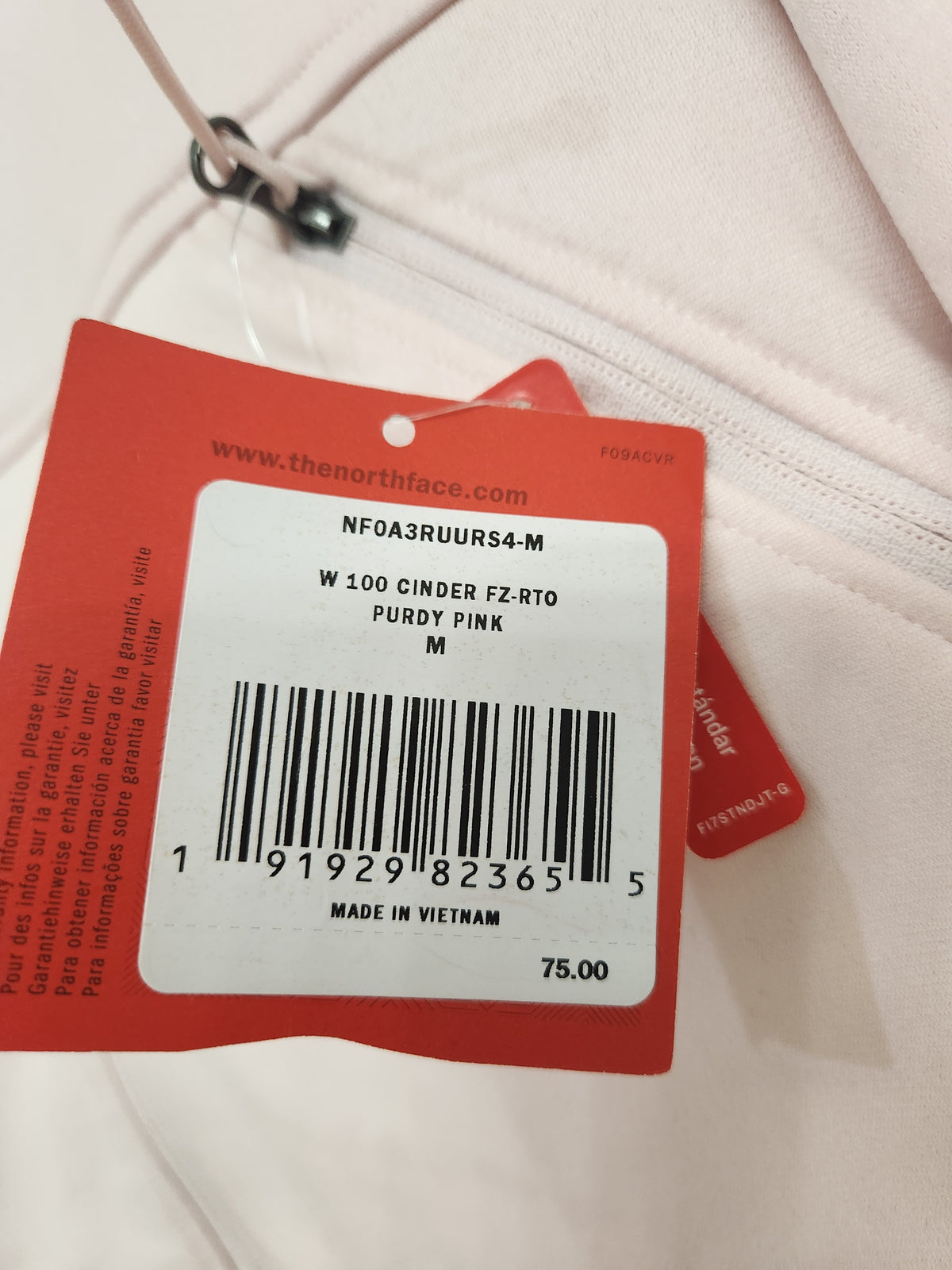 #167 NWT The North Face Jacket Medium Pink 100WT Cinder Full Zip Slim Fleece Jacket