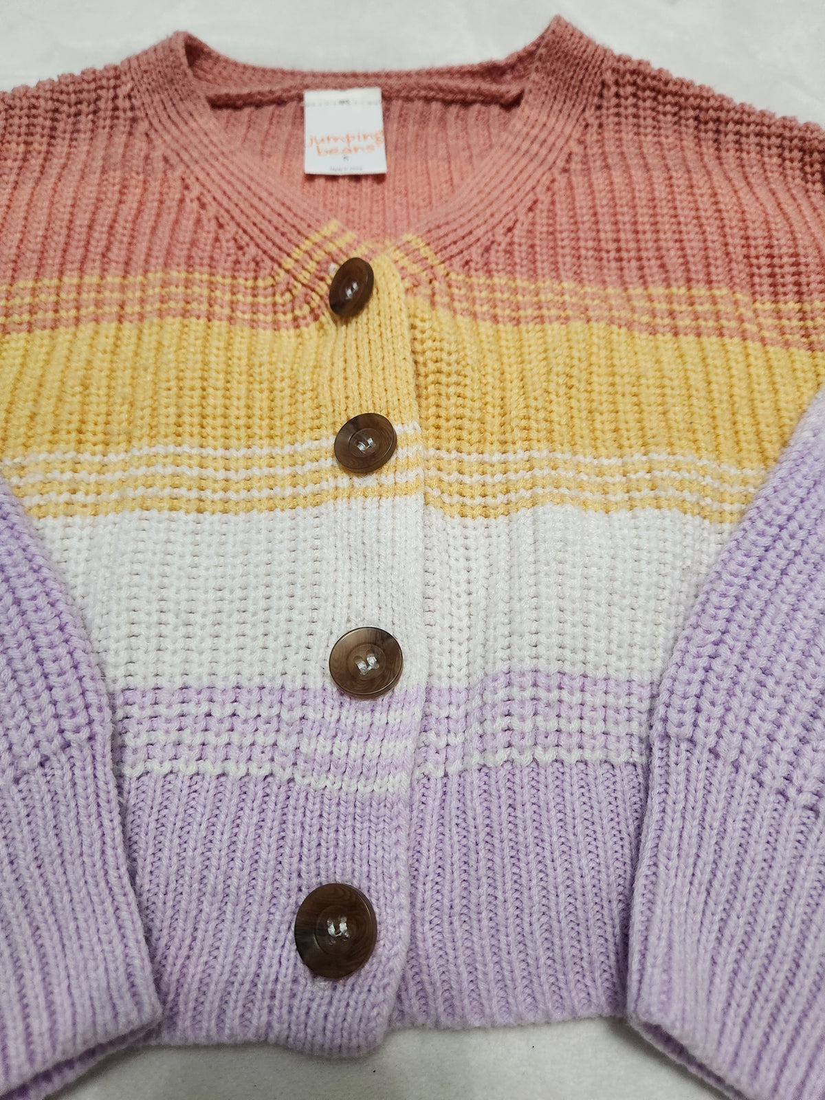 #167 Jumping Beans 5T Striped V-Neck Button Cardigan
