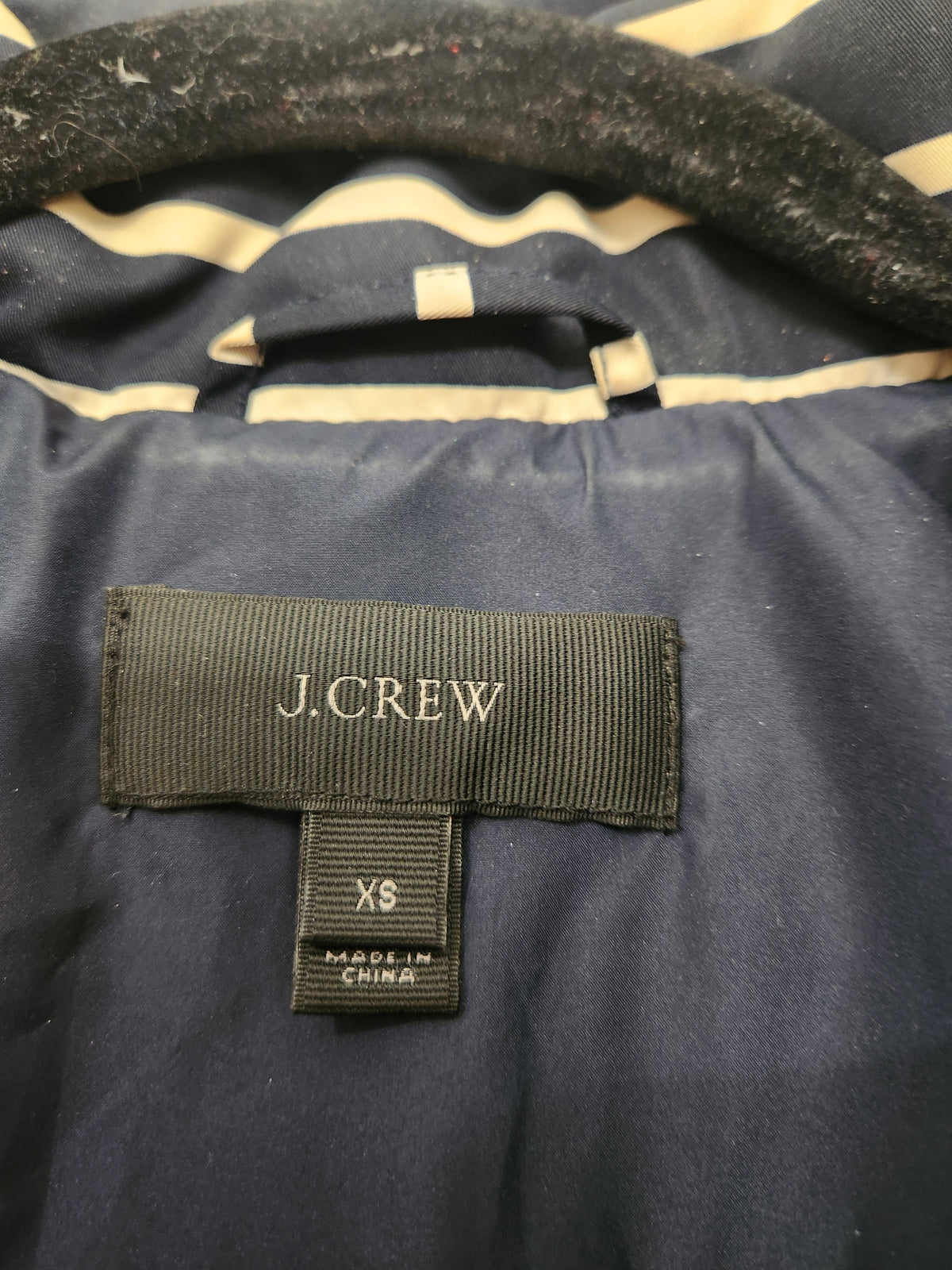 #167 J. Crew XS Navy Excursion Striped Quilted Puffer Vest