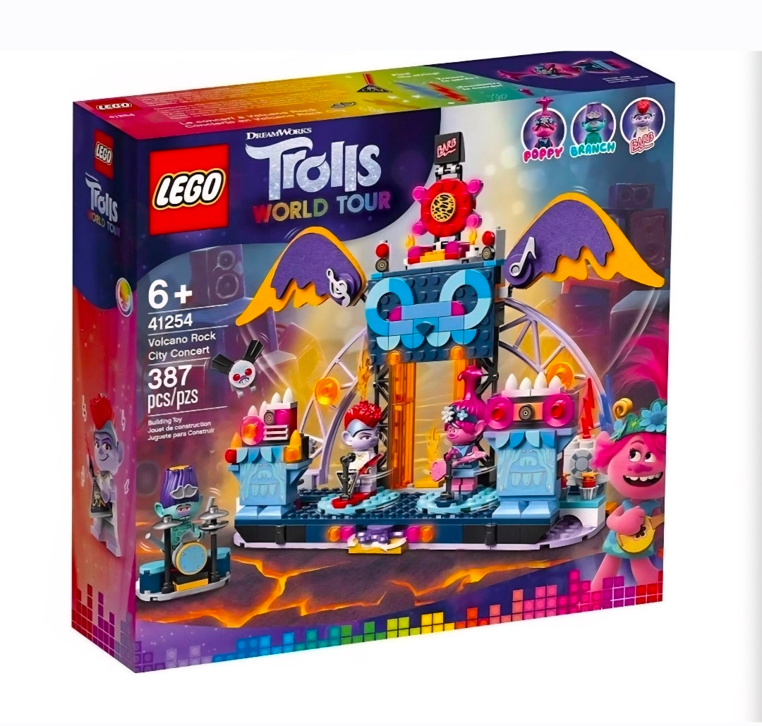 #167 NWT LEGO Trolls World Tour Volcano Rock City Concert Stage Playset 387 Pieces