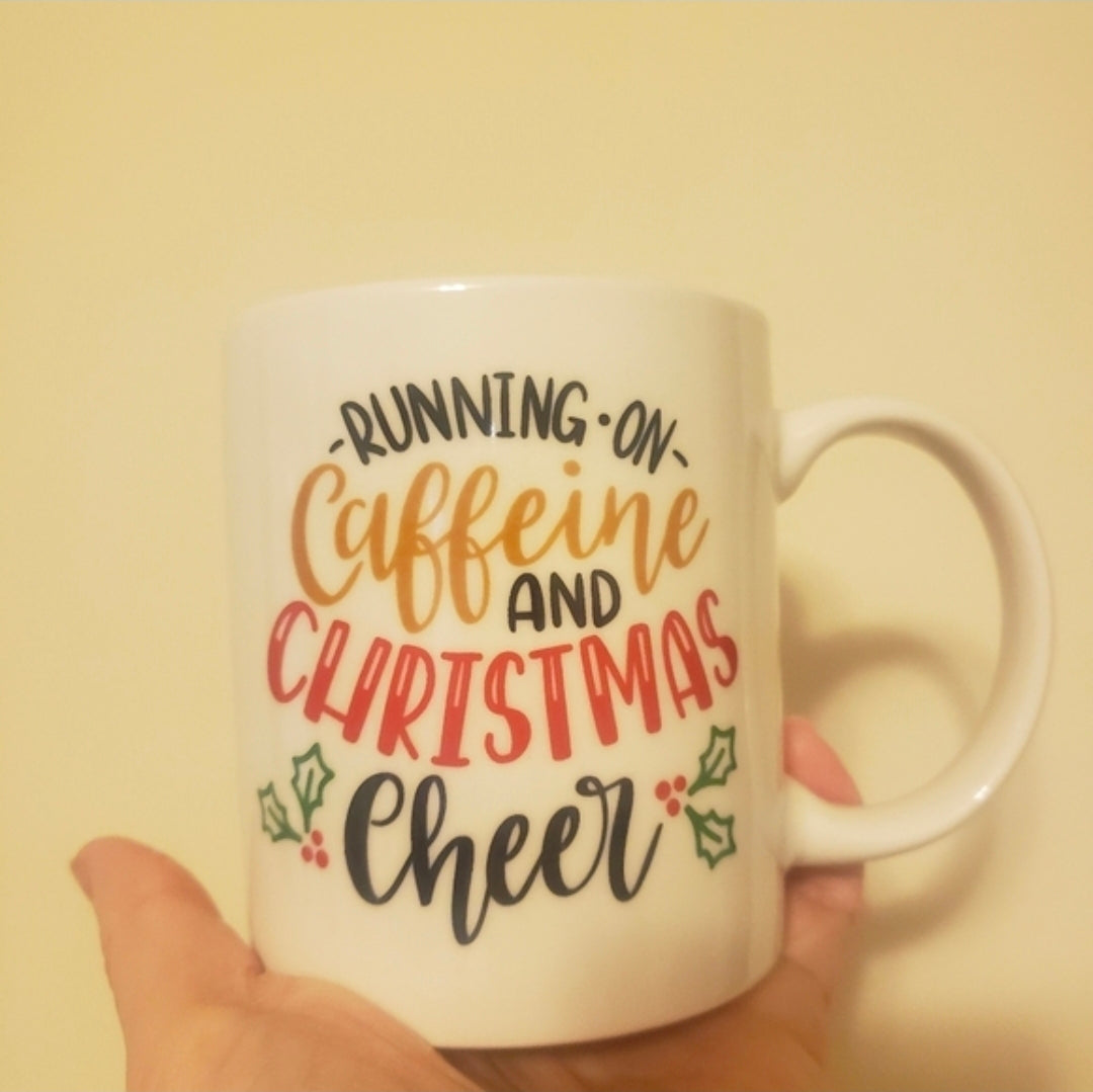 #167 NWT Boutique Running on Caffeine and Christmas Cheer Mug