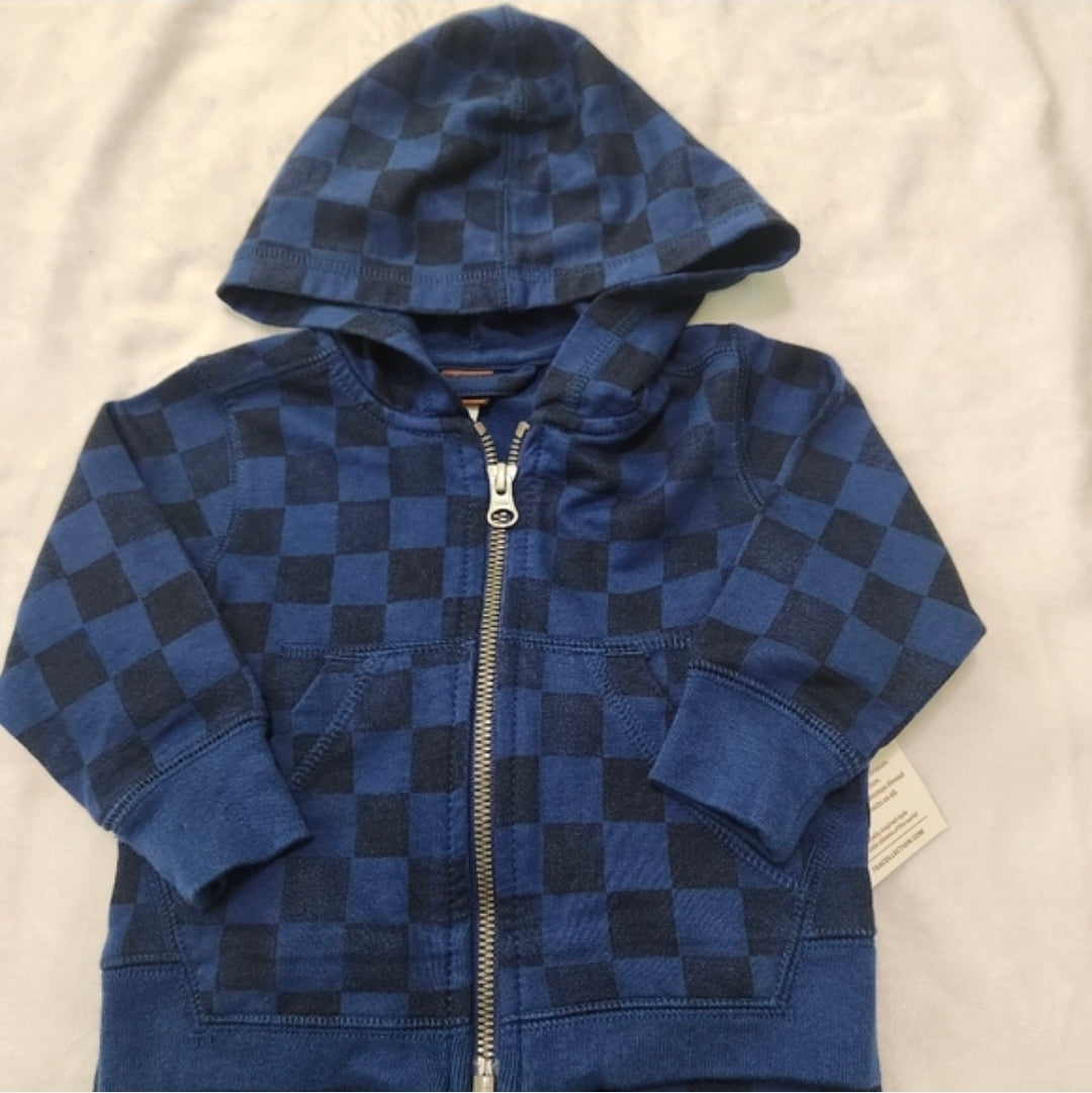 #167 NWT Tea Collection 3-6 Months Printed Checkerboard Baby Zip Hoodie