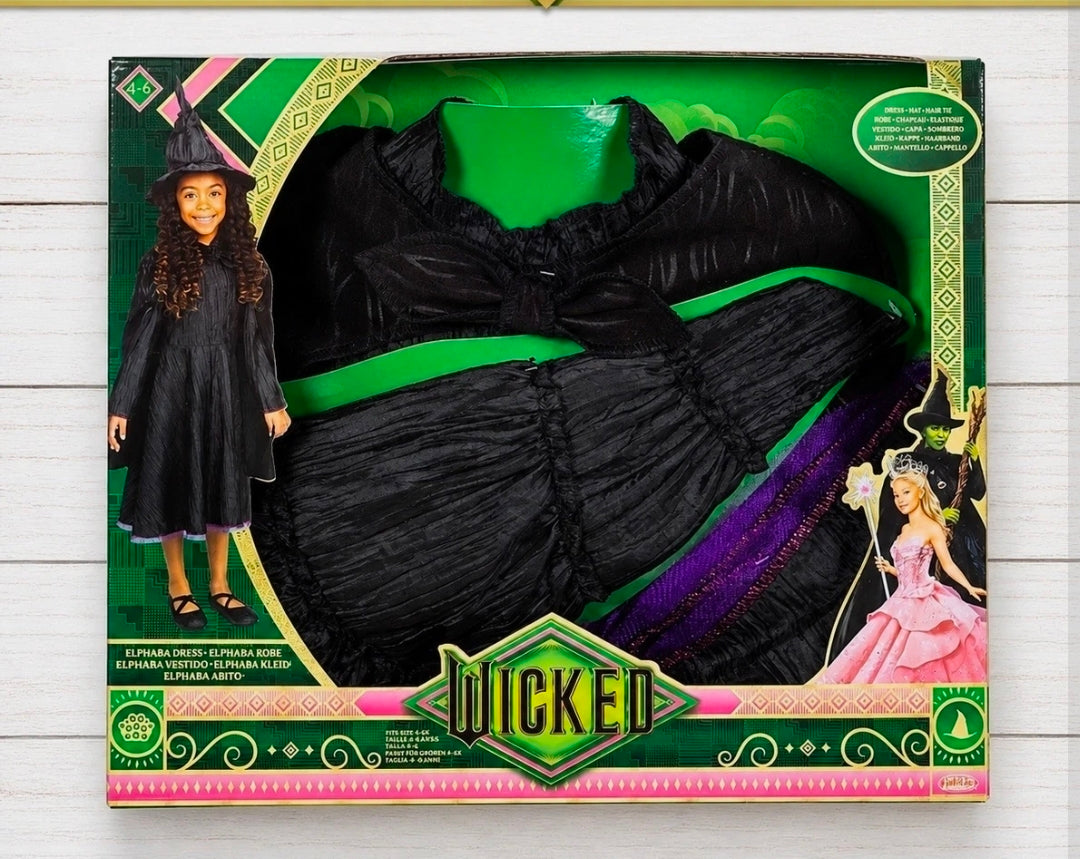 #167 NWT Universal's Wicked Size 4-6 Deluxe Elphaba Black Defying Gravity Costume / Dress-Up Set
