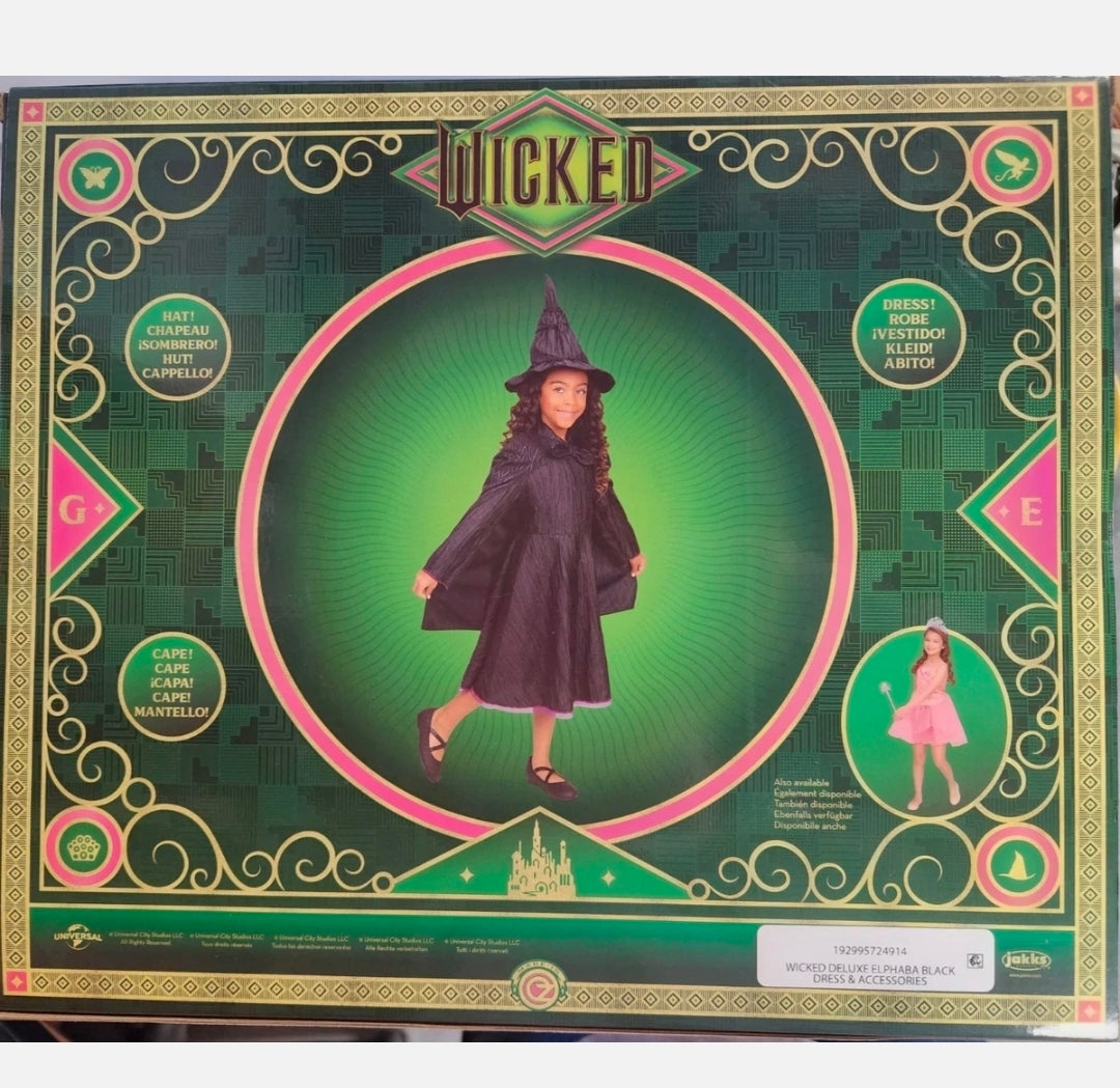 #167 NWT Universal's Wicked Size 4-6 Deluxe Elphaba Black Defying Gravity Costume / Dress-Up Set