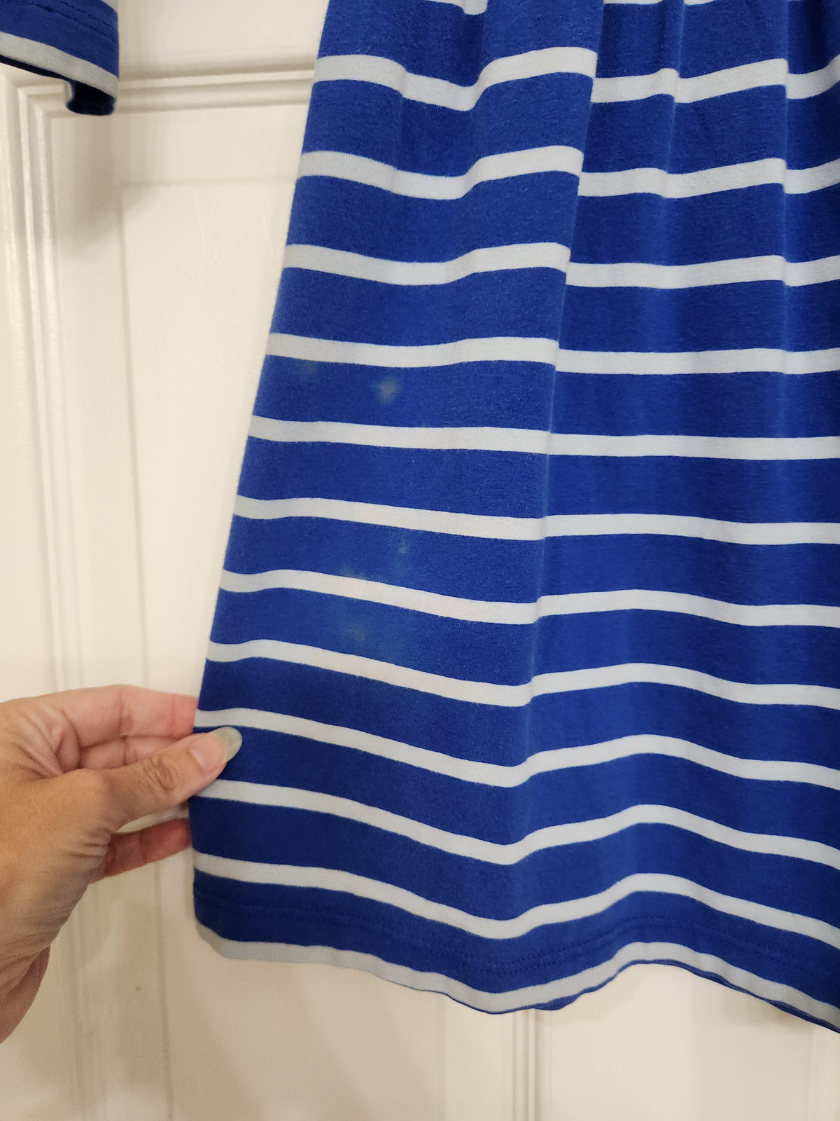 #167 Hanna Andersson GUC 5T Blue Striped Dress