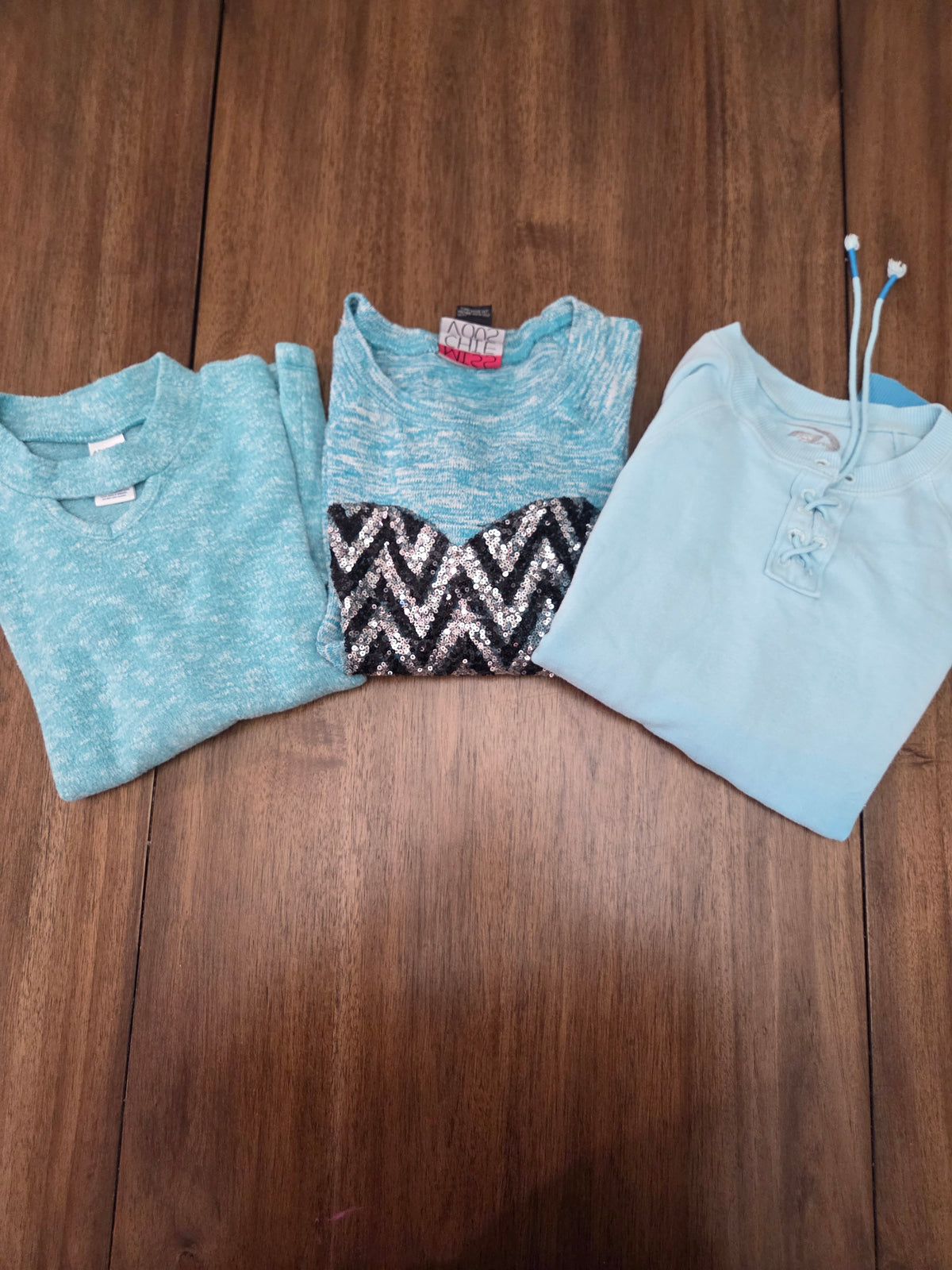 Seller 188 girls size 10/12 blue sweaters and tops