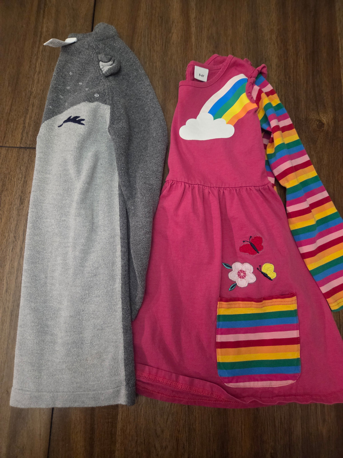 Seller 188 Girls size 5 gymboree sweater dress and pink rainbow dress