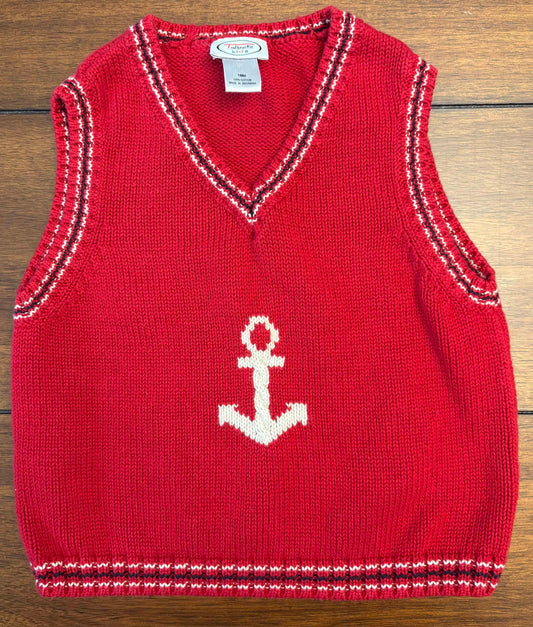 Seller #210 Talbots Kids Boys Size 18M Red Anchor Sweater Vest