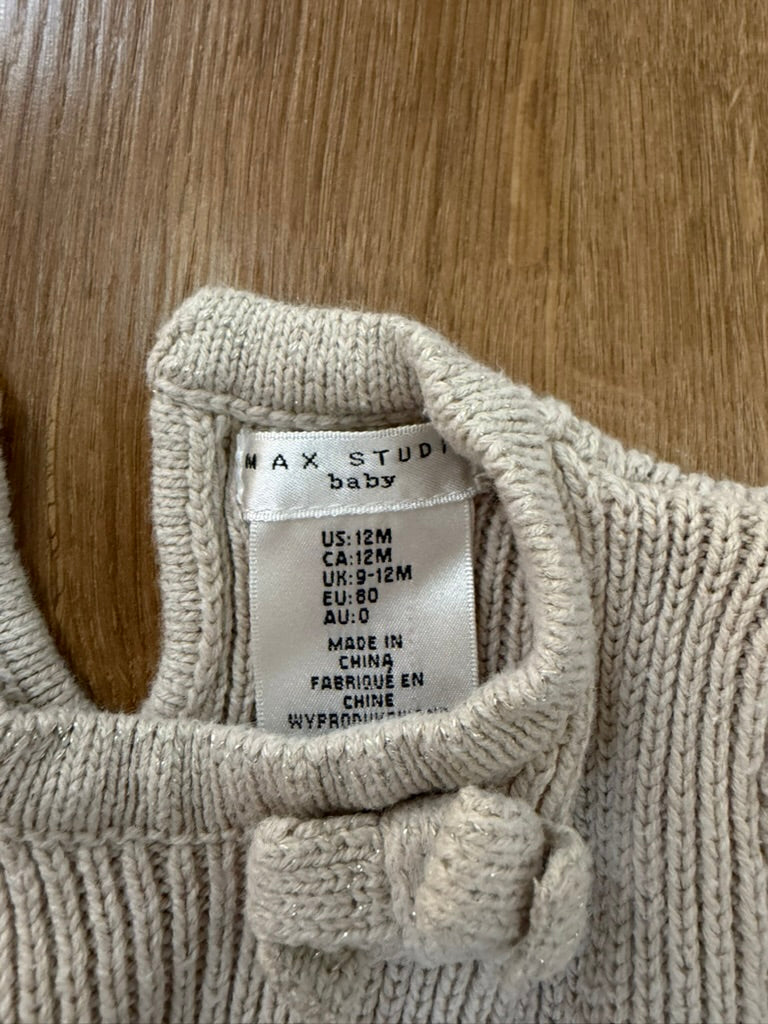#6 - Max Studio Baby Girls Sweater Dress with Embroidered Animals - 12 months