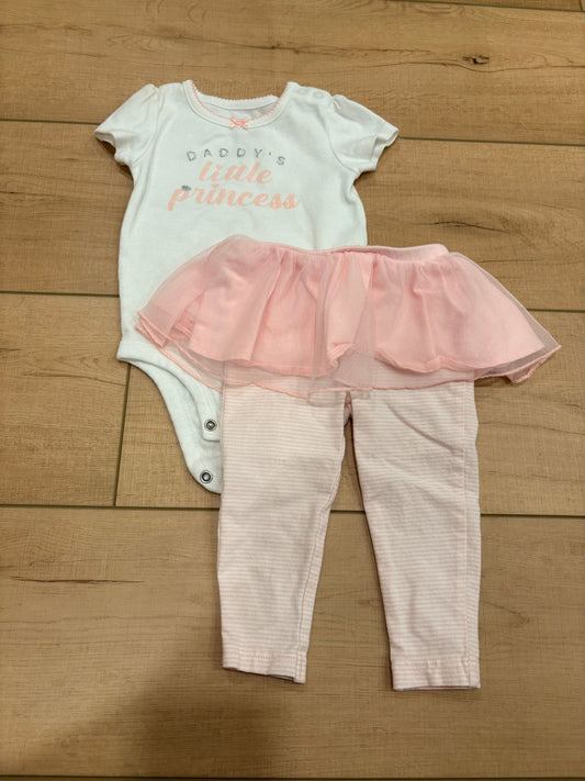 #37 9M Carter's Princess Onesie and Skirted Leggings Set