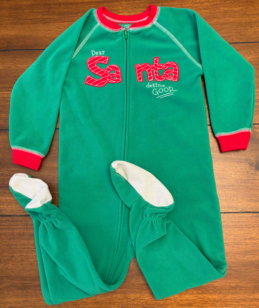 Seller #210 Carter's Boys Size 3T Green Santa Footed Zip Up Sleeper