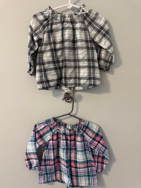 Seller #141 Plaid Shirts with Gold Accents set of 2 size 12M SR
