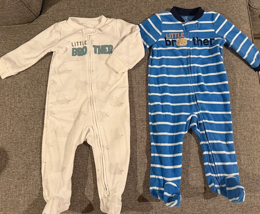 Seller #79 | Carters Fleece Sleepers "Little Brother" (2) | Baby 6-9mo REDUCED