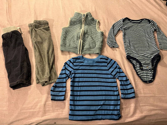 #211 12m Blue Vest/Stripe Top Bundle