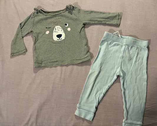#211 12m Green Stripe Outfit