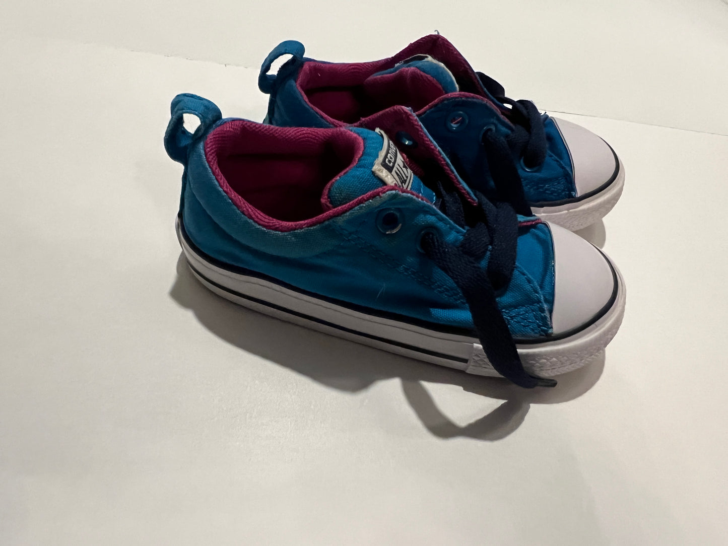Girls Shoe 8 Bright Blue and Purple Converse