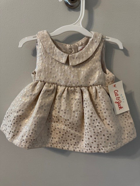 Seller #141 Cat & Jack Gold Holiday Dress with bloomers NWT size 0-3M SR