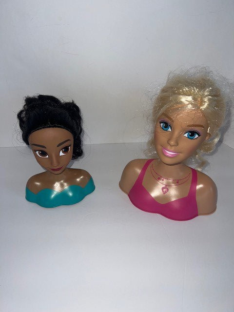 #78 set of 2 barbie and Jasmine hair styling heads