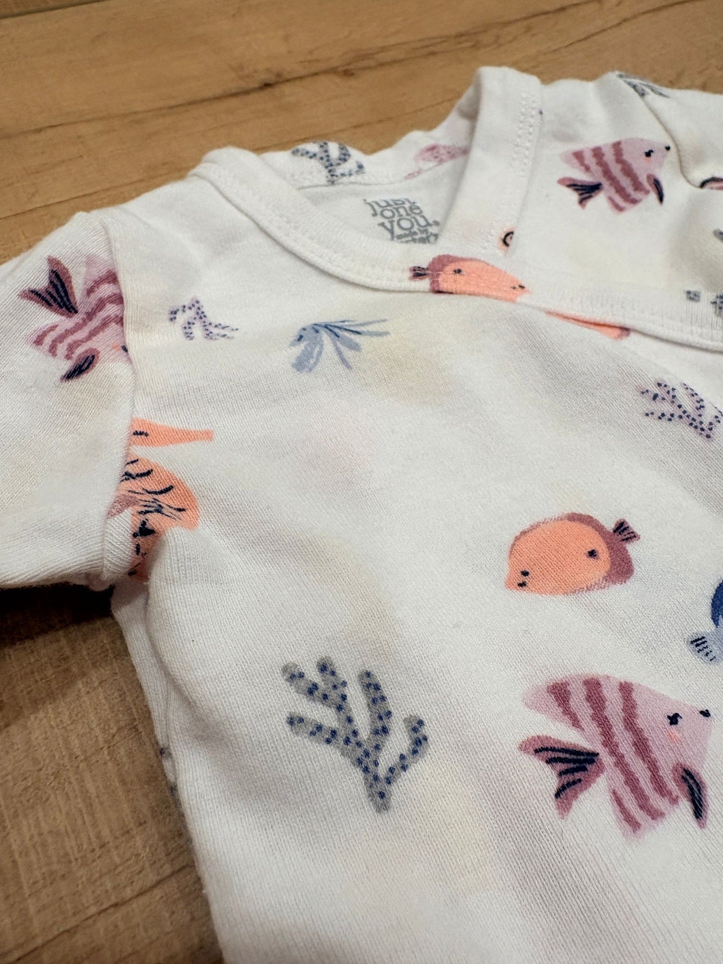 #37 3M Girls Just One You by Carter's Fish Kimono Onesie Bodysuit and Matching Footed Leggings - see description