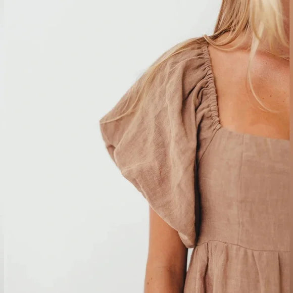 #152 - PRICE REDUCED Worth Collective Candace 100% Linen Maxi Dress, Dusty Rose – L (NWT)