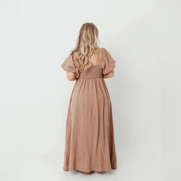 #152 - PRICE REDUCED Worth Collective Candace 100% Linen Maxi Dress, Dusty Rose – L (NWT)