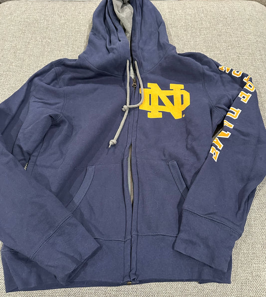 #75B Women’s L Notre Dame zip up hooded sweatshirt