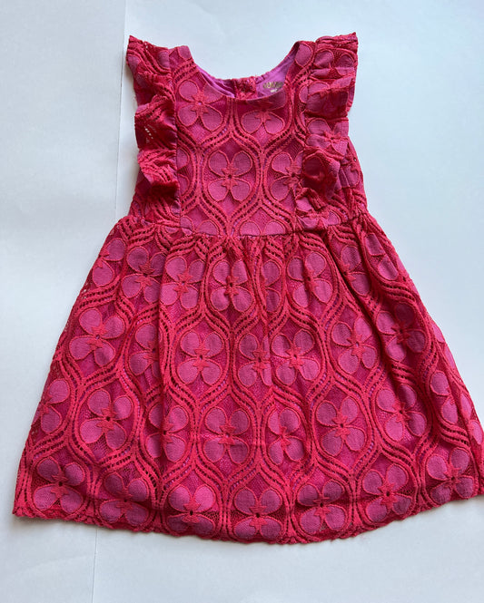 Girls 3T Genuine Kids By Oshkosh Pink Lace Ruffle Dress