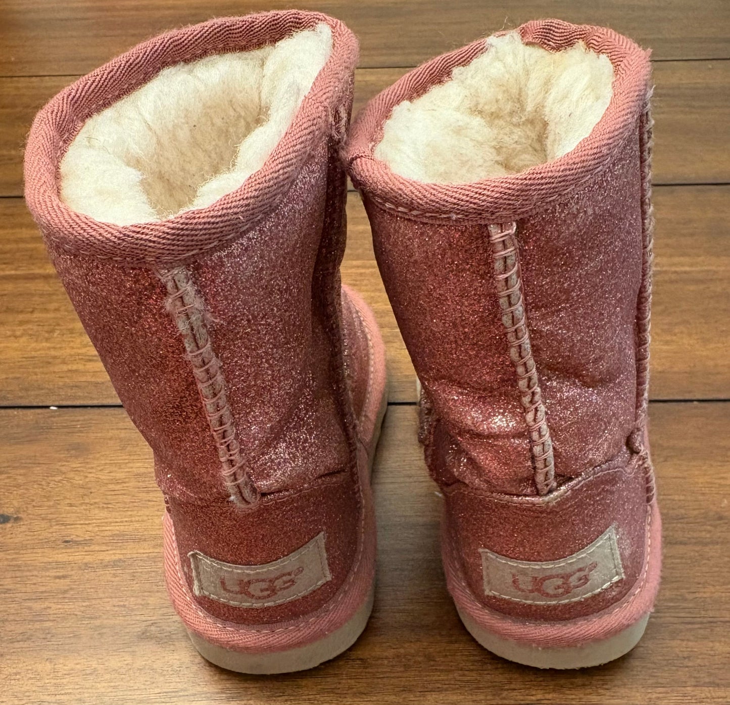 Seller #210 Ugg Girls Size 8 Mauve Glitter Fleece Lined Boots