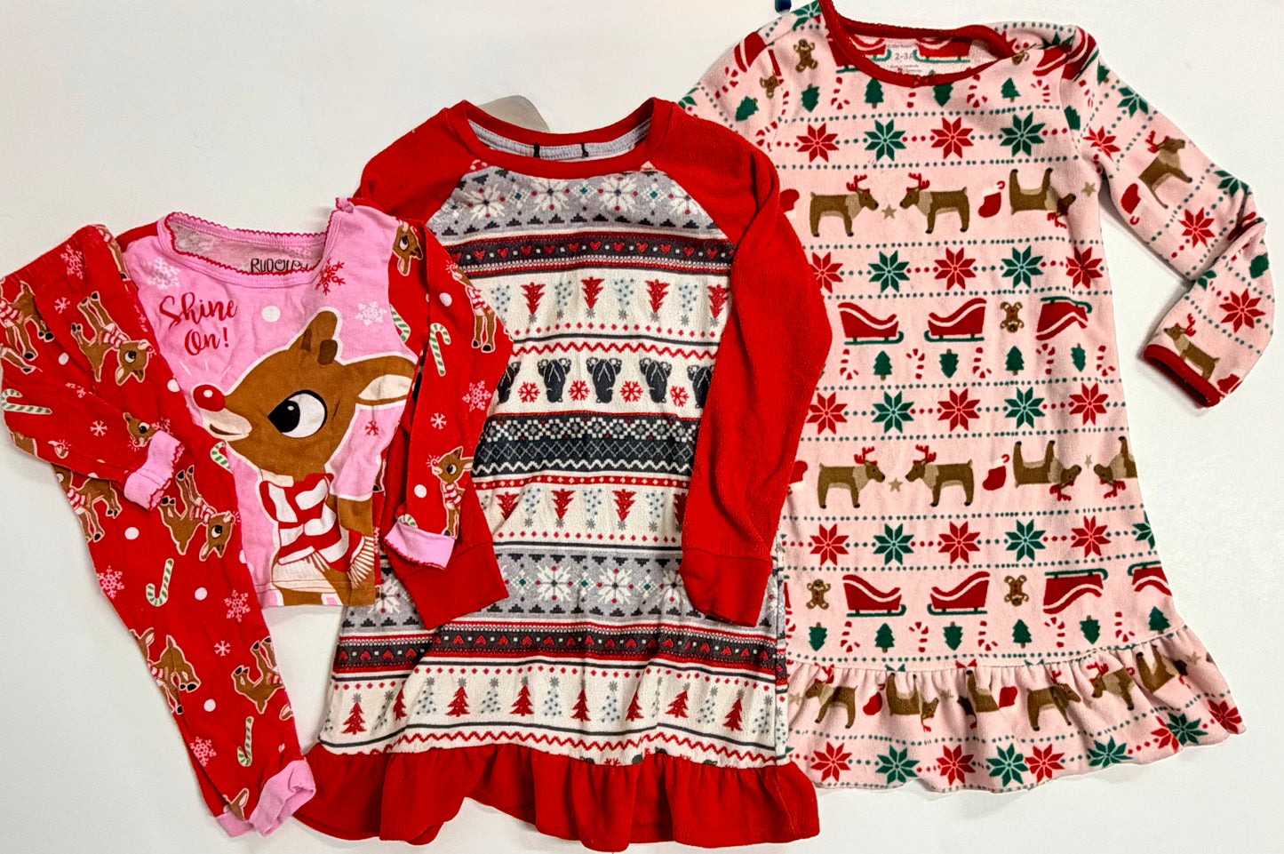 #153 2T/3T Fleece Nightgowns and Cotton PJs Set - GUC
