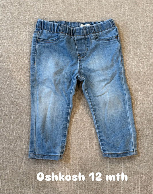 #145 Oshkosh denim jeggings Girls 12 mth EUC
