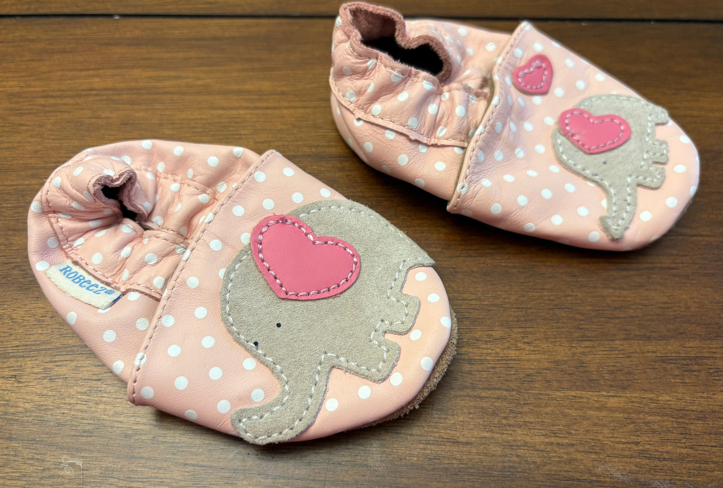Seller #210 Robeez Girls Size 0-6 M Light Pink Elephant Soft Sole Booties