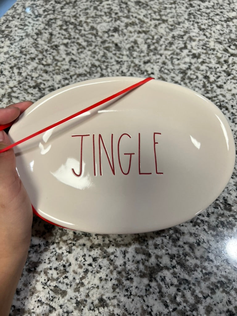 Seller #76 - Set Of 4 RAE DUNN "Jingle" Oval Dessert Plates