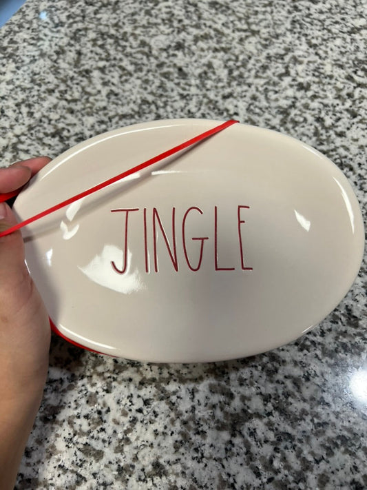 Seller #76 - Set Of 4 RAE DUNN "Jingle" Oval Dessert Plates