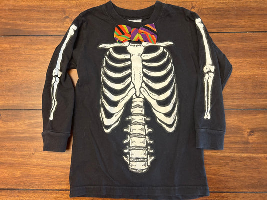#197 Tumbleweed by Mullberribush Boys Size 4T Black Bow Tie Skeleton Graphic Long Sleeve T-shirt