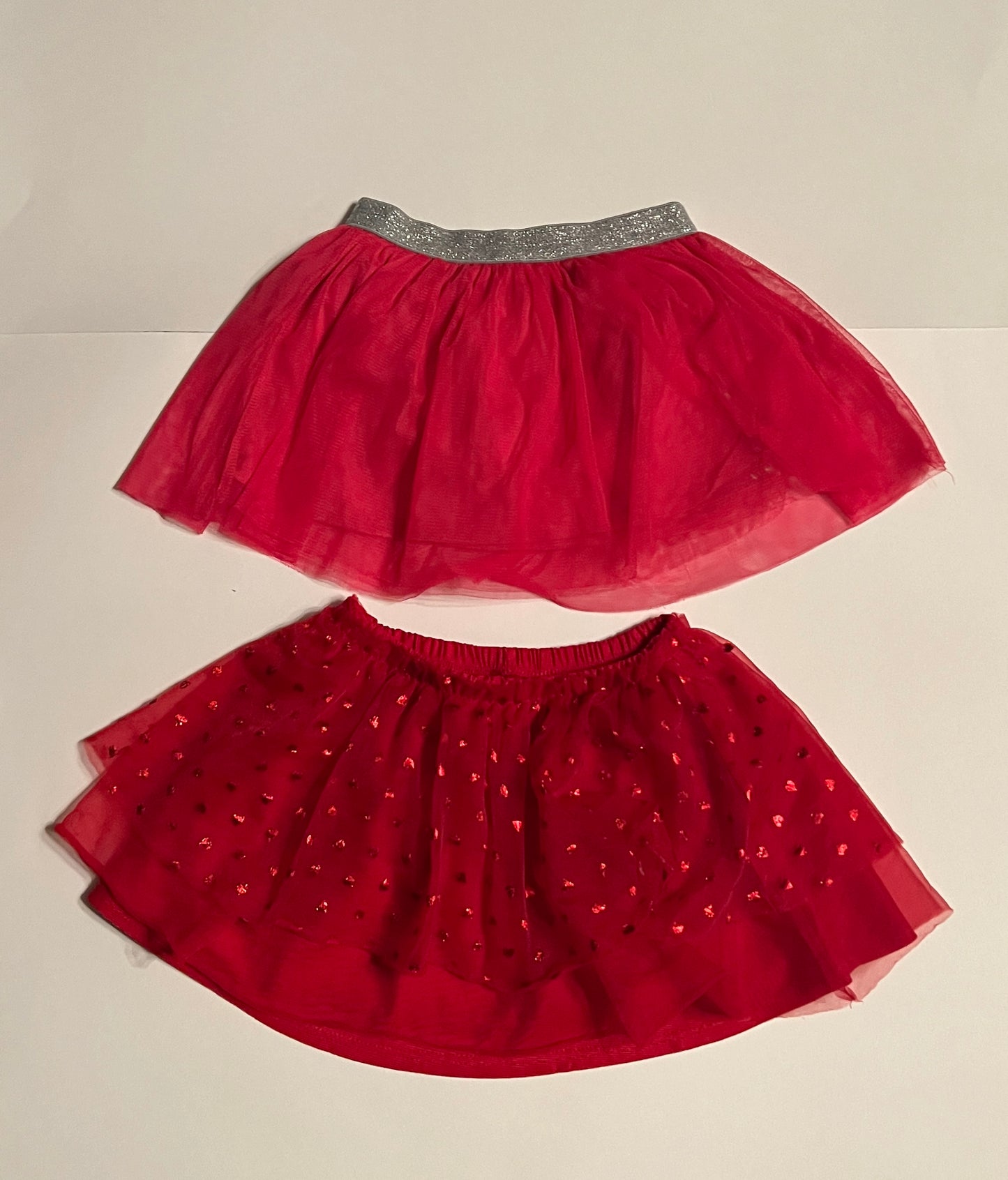 Girls 3T Pink Tulle Skirt and Red Heart Skirt