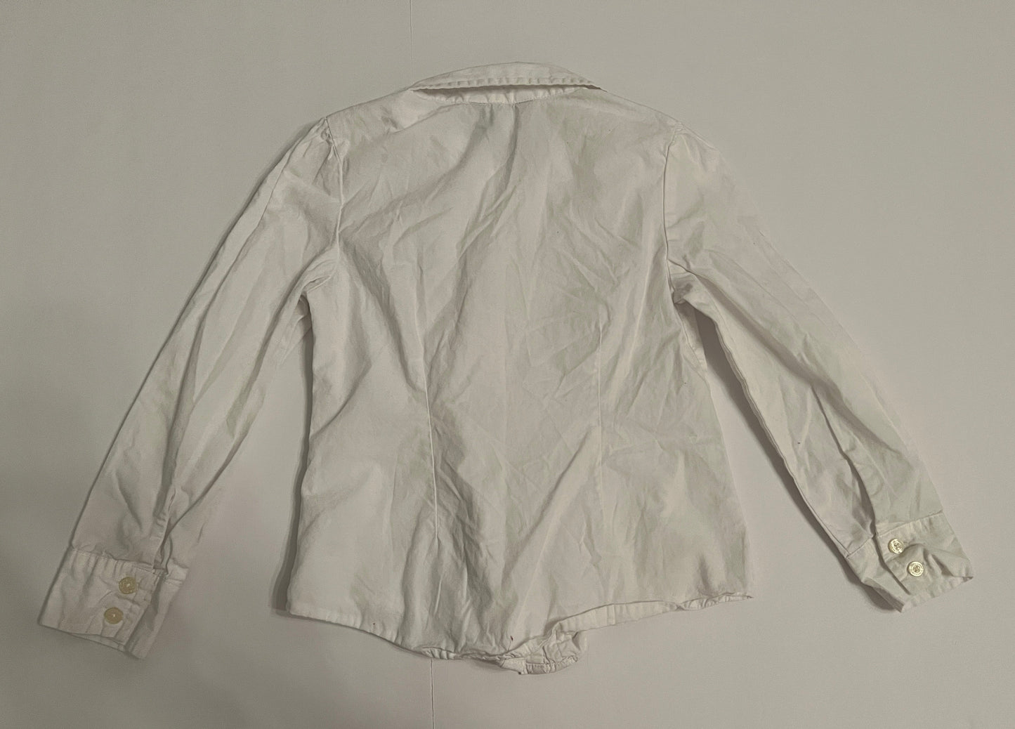 #180 Girls 4T Chaps VGUC White Ruffle Button Down Shirt