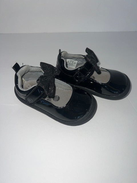 #78 baby girls 4 Stride Rite black mary jane with bows