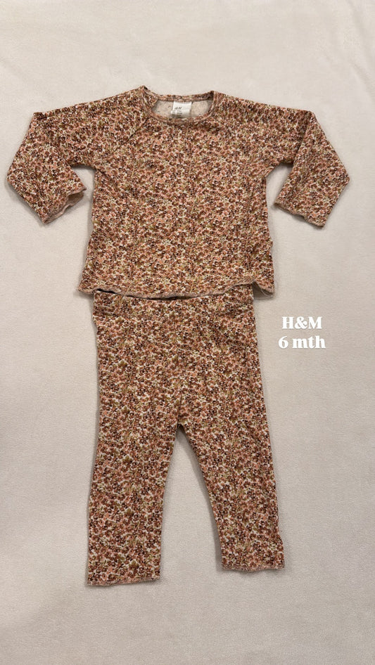 #145 H&M fall floral set Girls 6 mth EUC