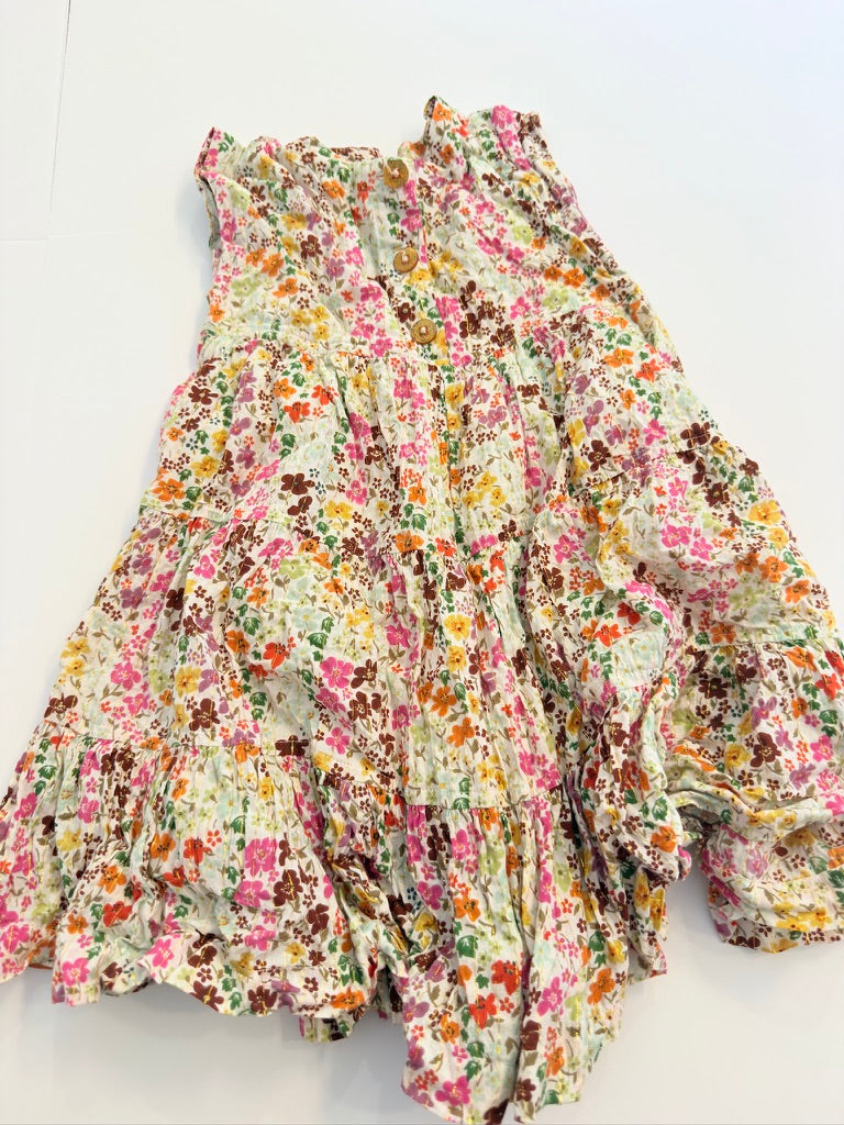 (#25) pink chicken | EUC | 2Y | floral pink front button dress | 45227