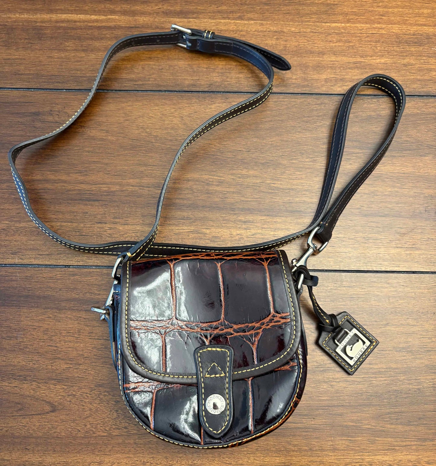 Seller #210 Dooney & Bourke Mini Brown Crocodile Crossbody Purse NWOT