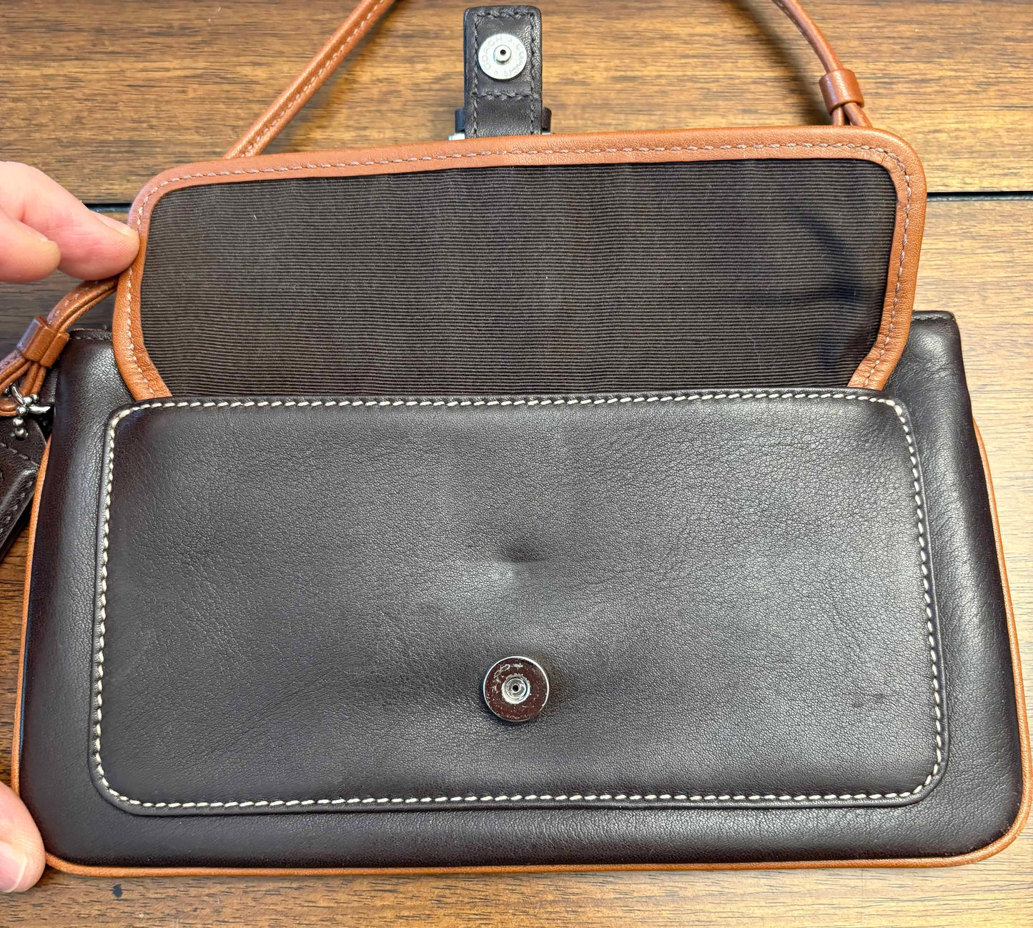 Seller #210 Coach Women's Dark Brown Leather Wristlet