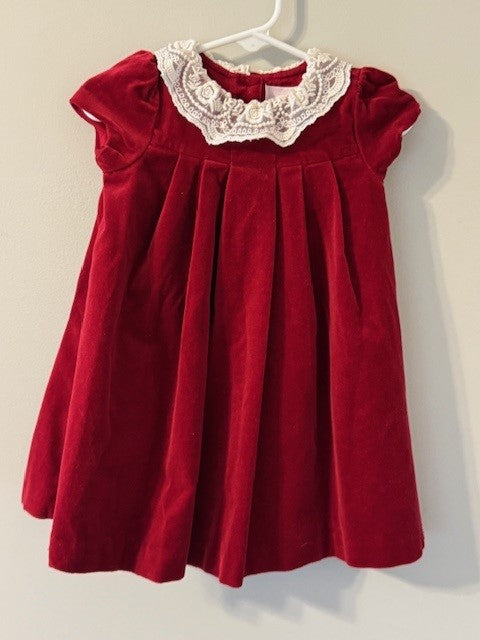 Seller #141 Faux Velvet Janie and Jack Red Holiday Dress VGUC size 6-12M SR