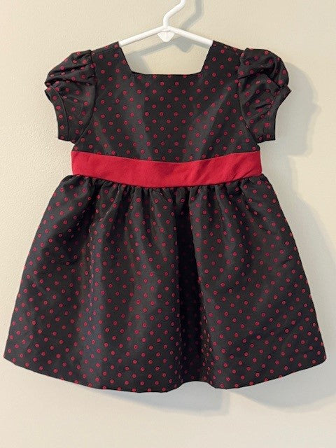 Seller #141 Black Red Polka Dot Holiday Dress EUC size 12M (2 of 2 available) SR